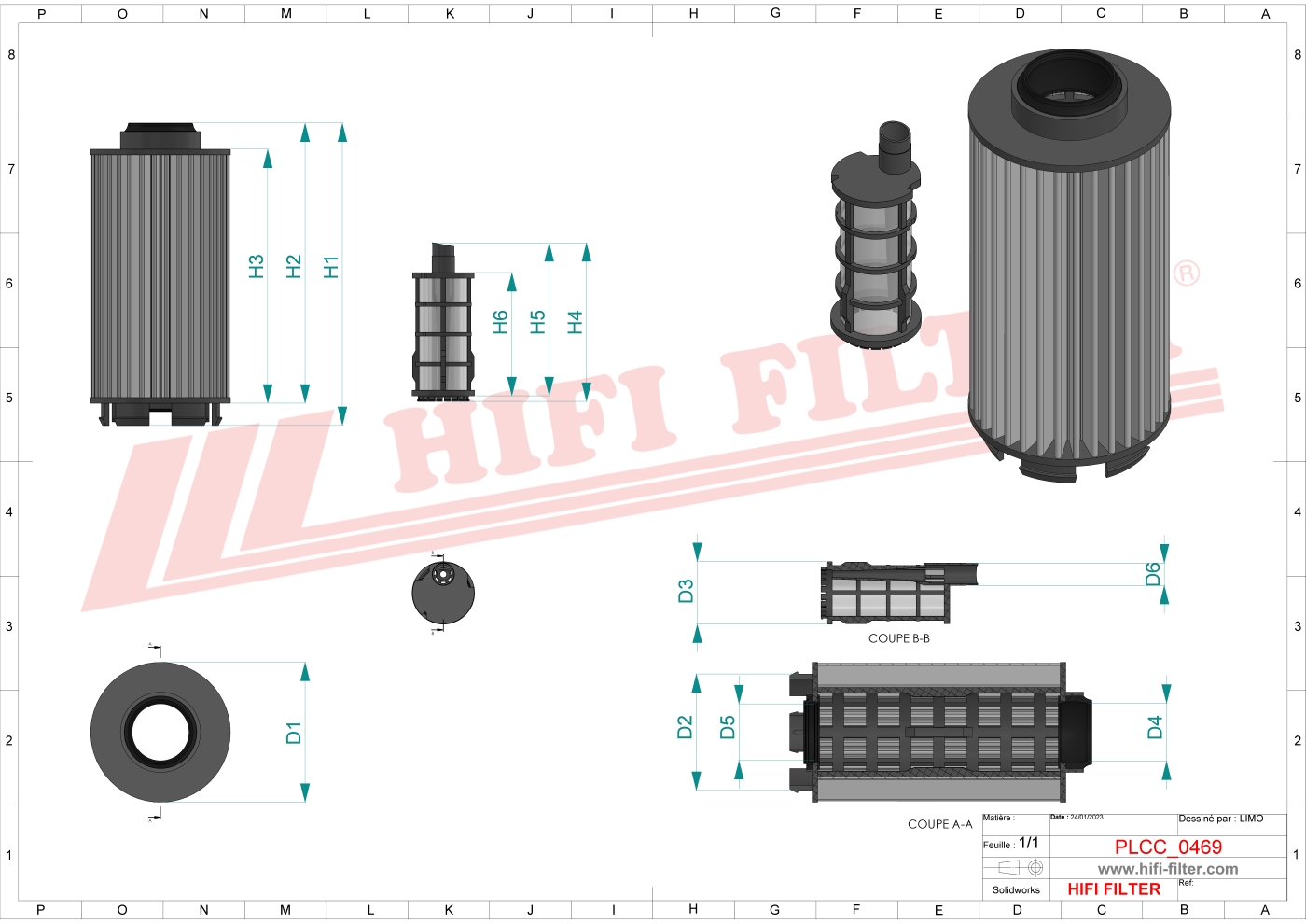 Schema tecnico Filtro carburante