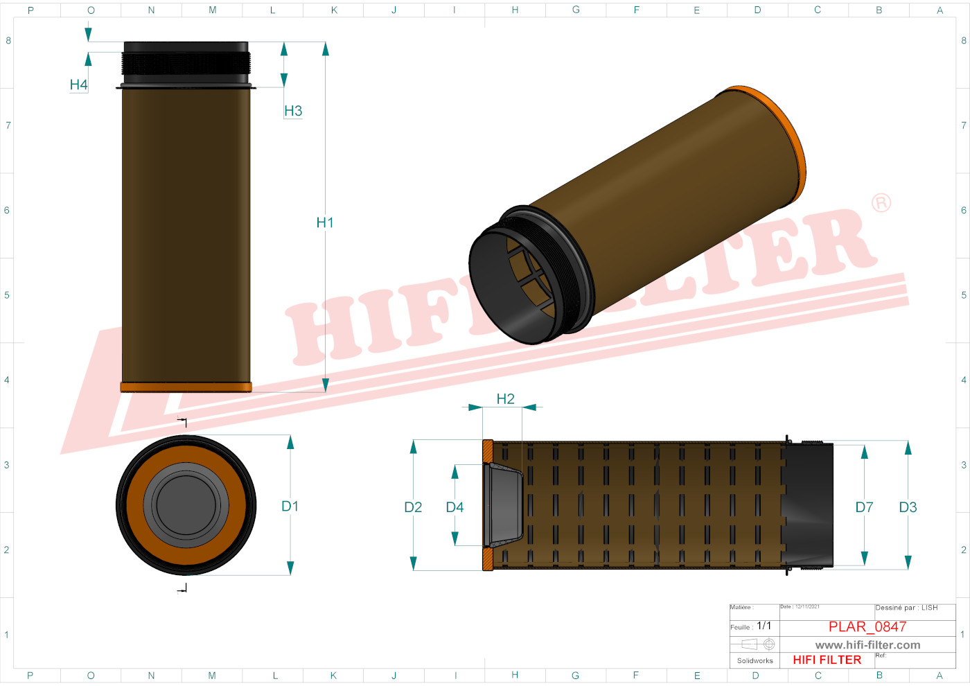 Schema tecnico Filtro aria 0027024290 per trattori e macchine agricole