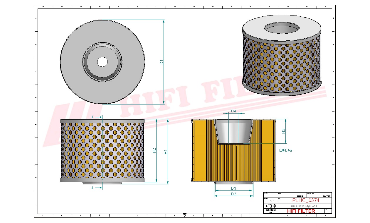 Schema tecnico Filtro olio