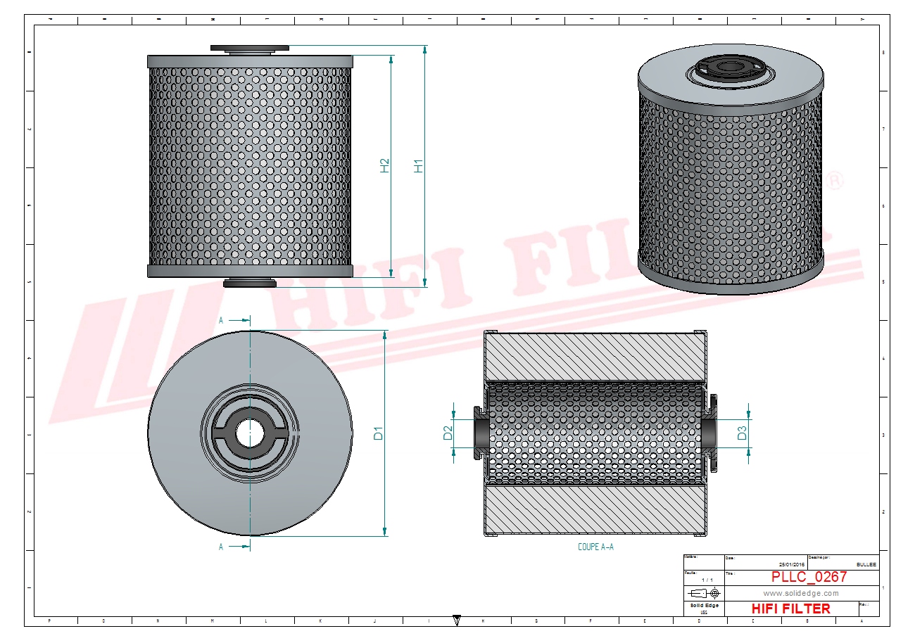 Schema tecnico Filtro olio