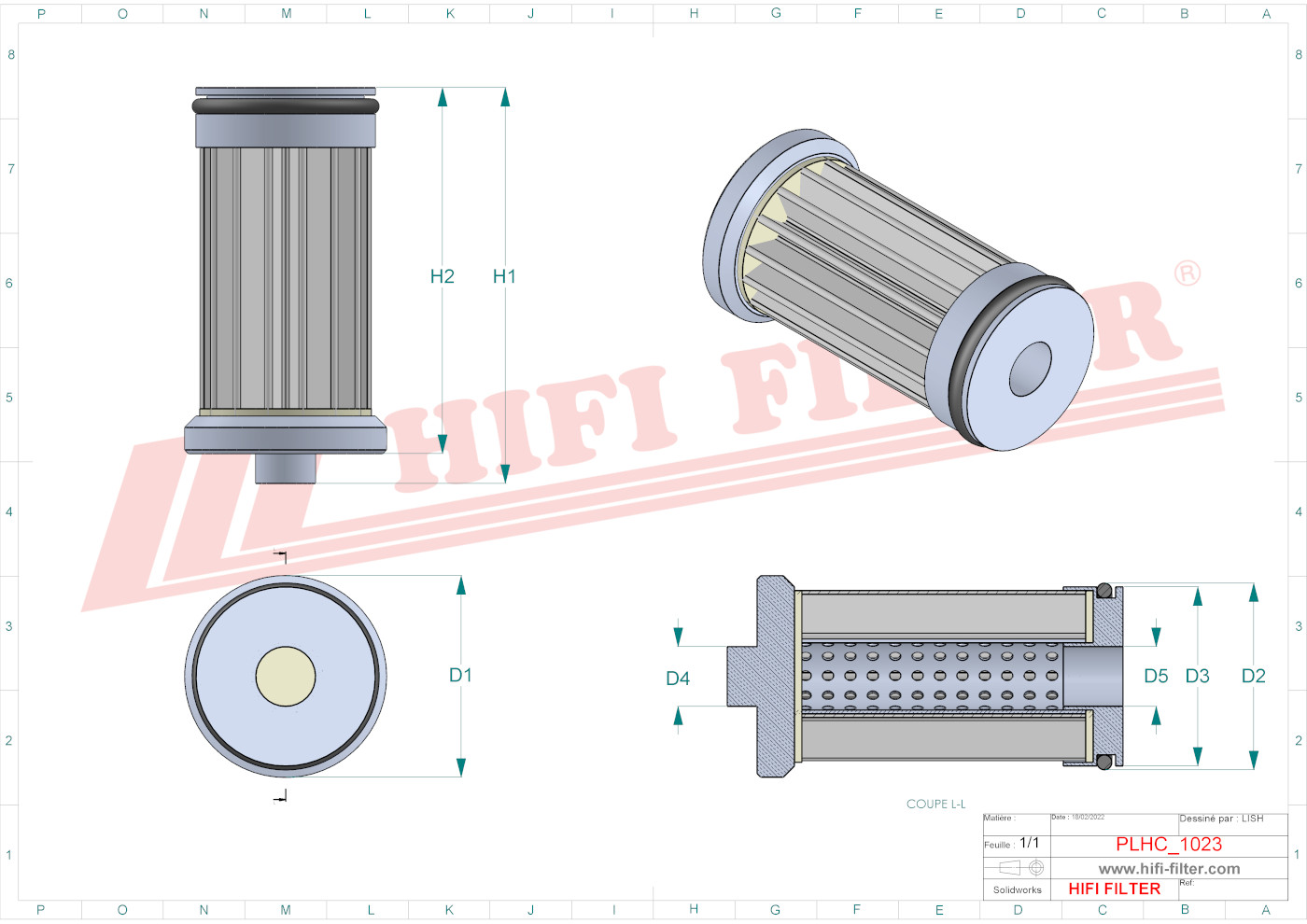 Schema tecnico Filtro olio