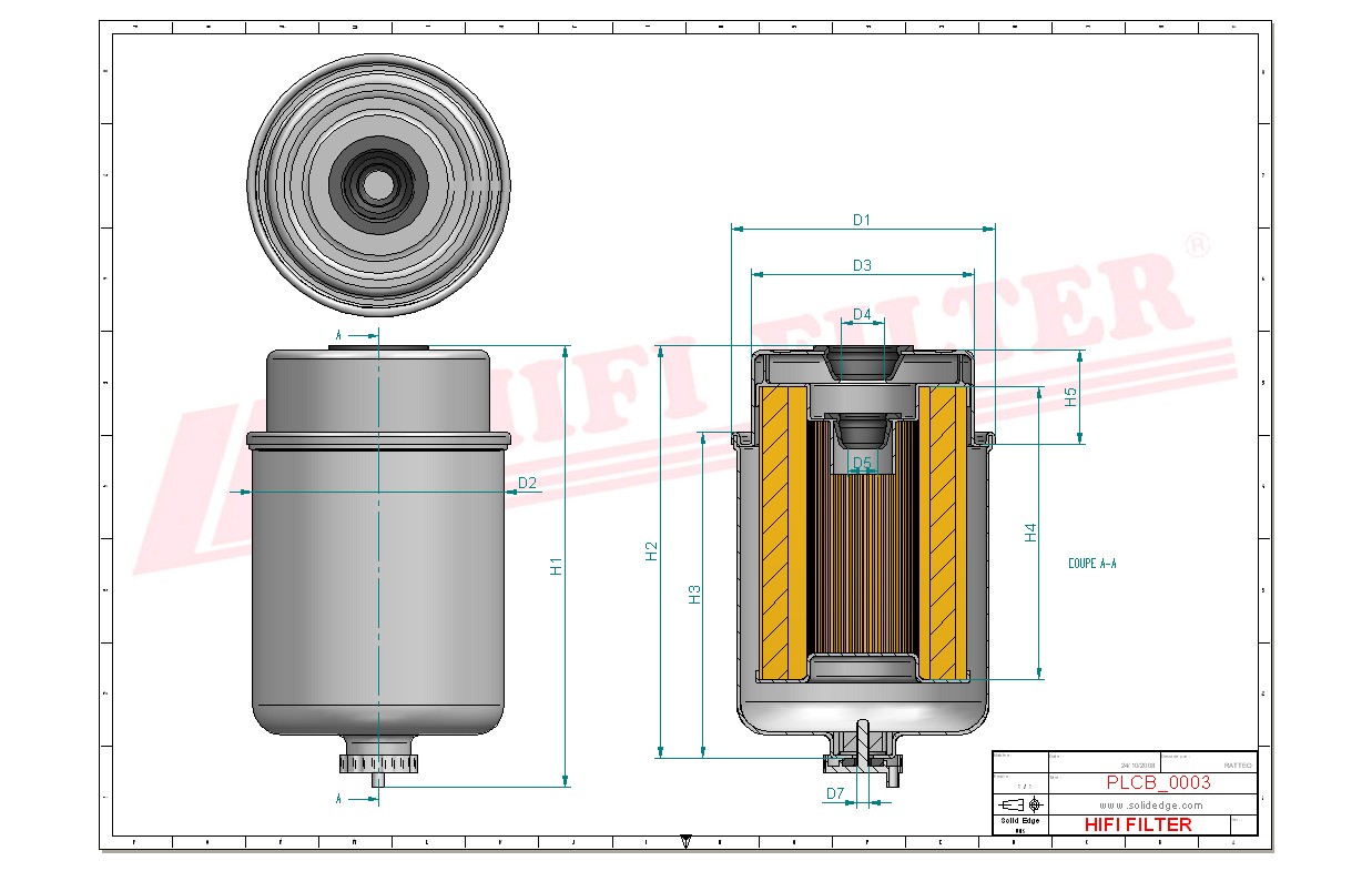 Schema tecnico Filtro carburante 0647411000 per trattori e macchine agricole