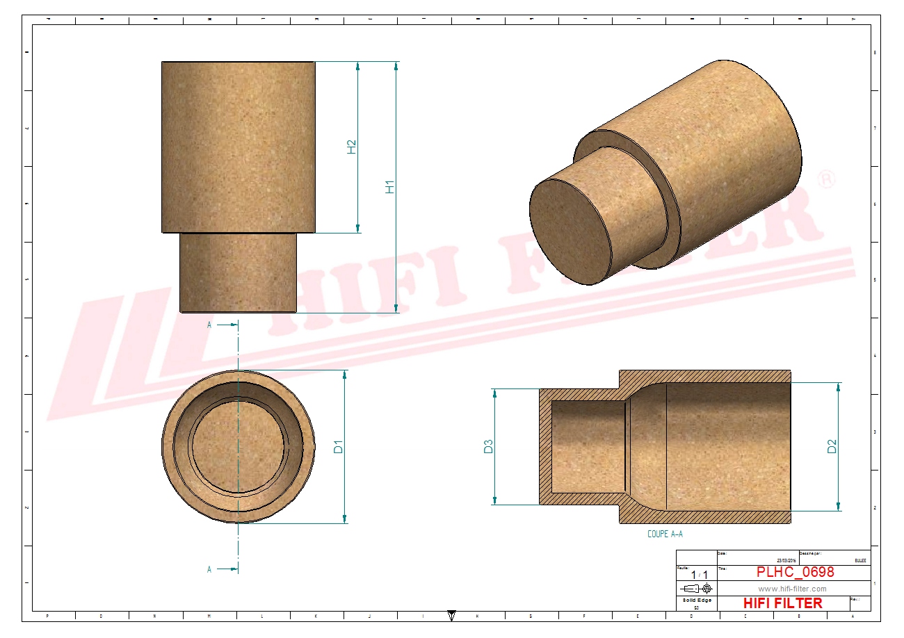 Schema tecnico Filtro idraulico 139010012 per trattori e macchine agricole