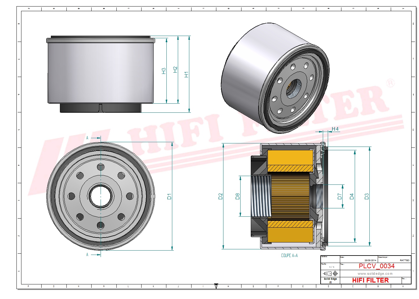 Schema tecnico Filtro carburante 149-2565 per trattori e macchine agricole