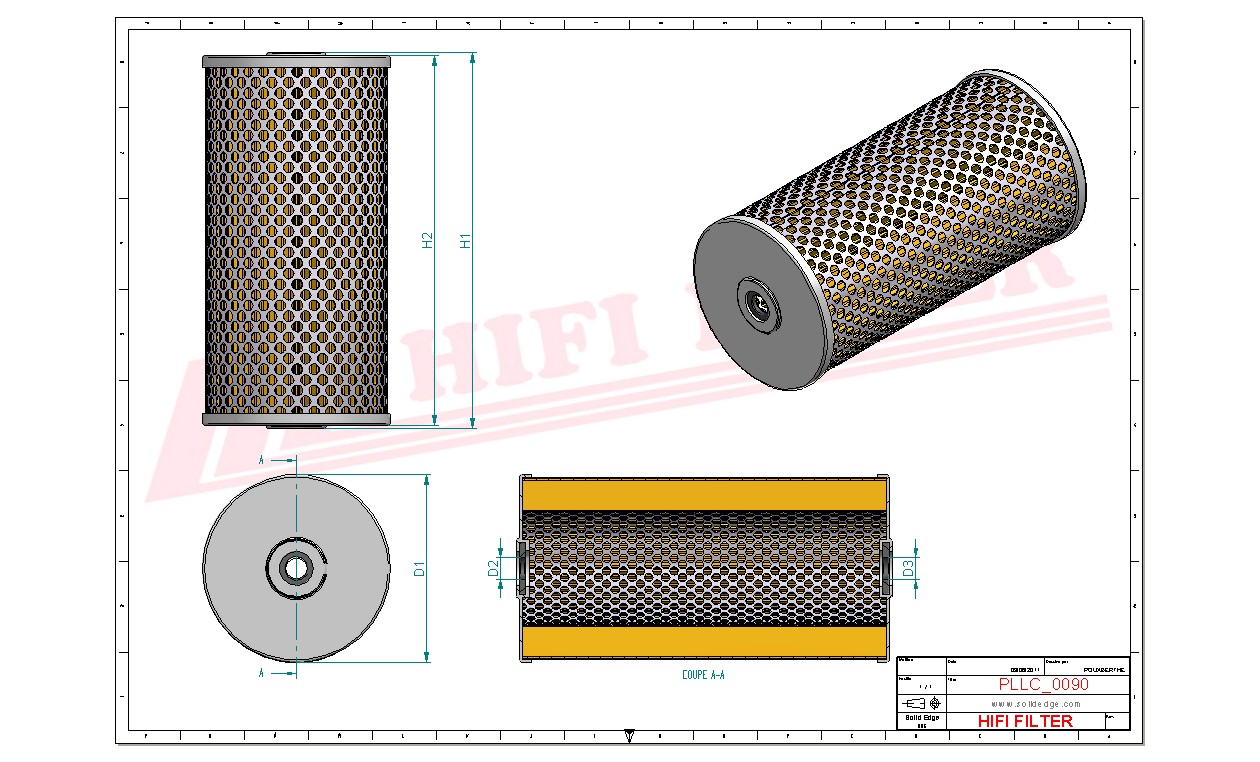 Schema tecnico Filtro olio