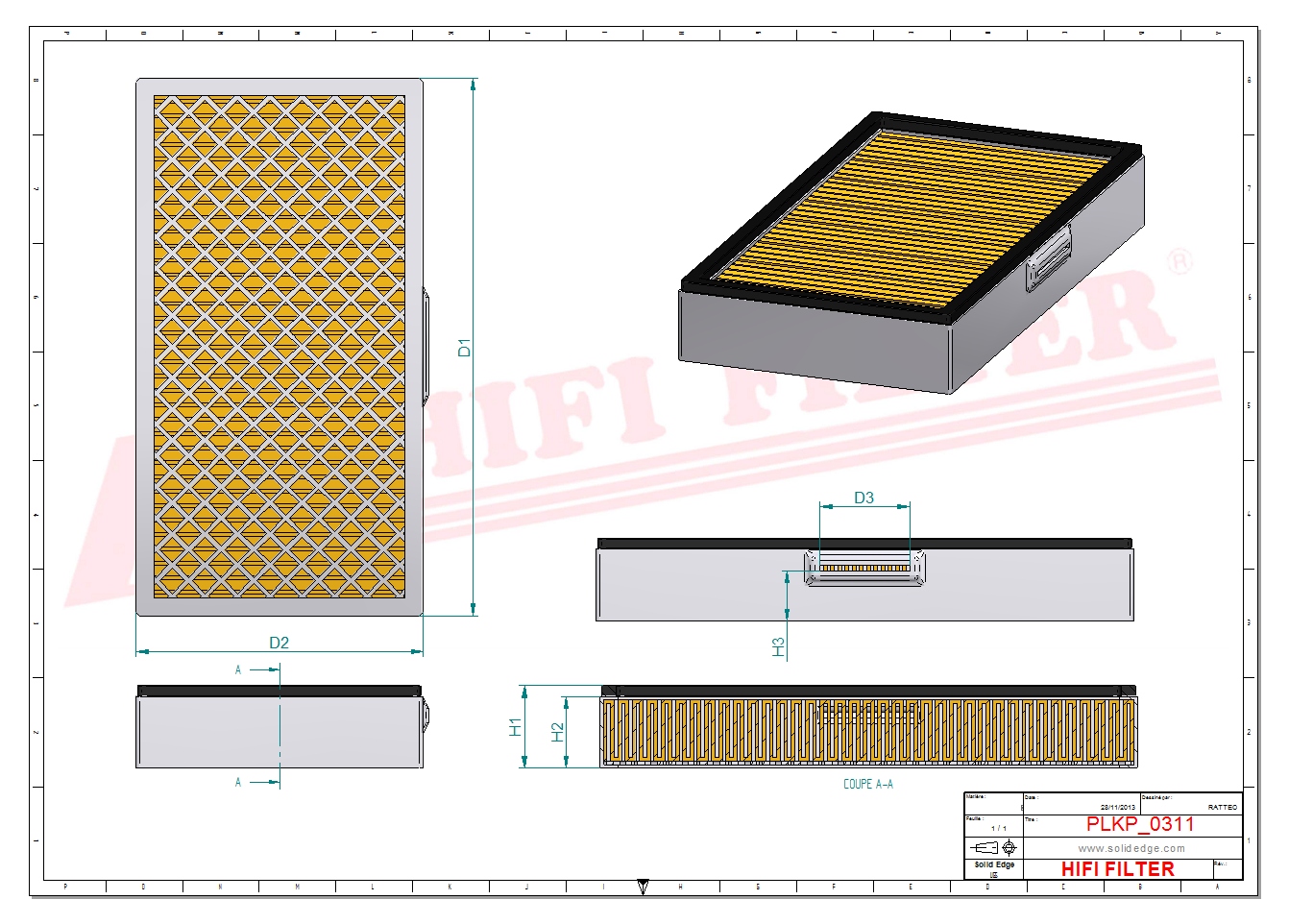 Schema tecnico Filtro abitacolo