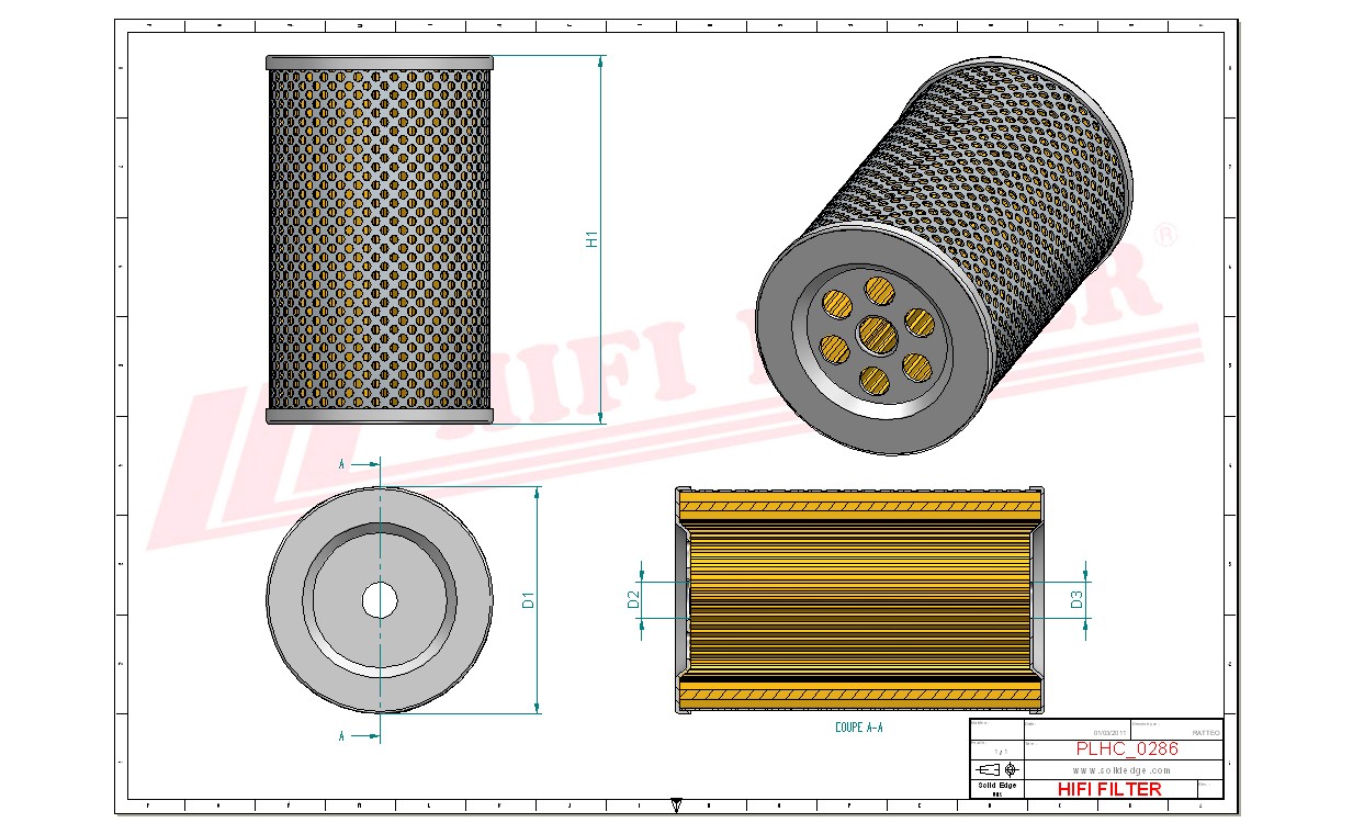 Schema tecnico Filtro olio