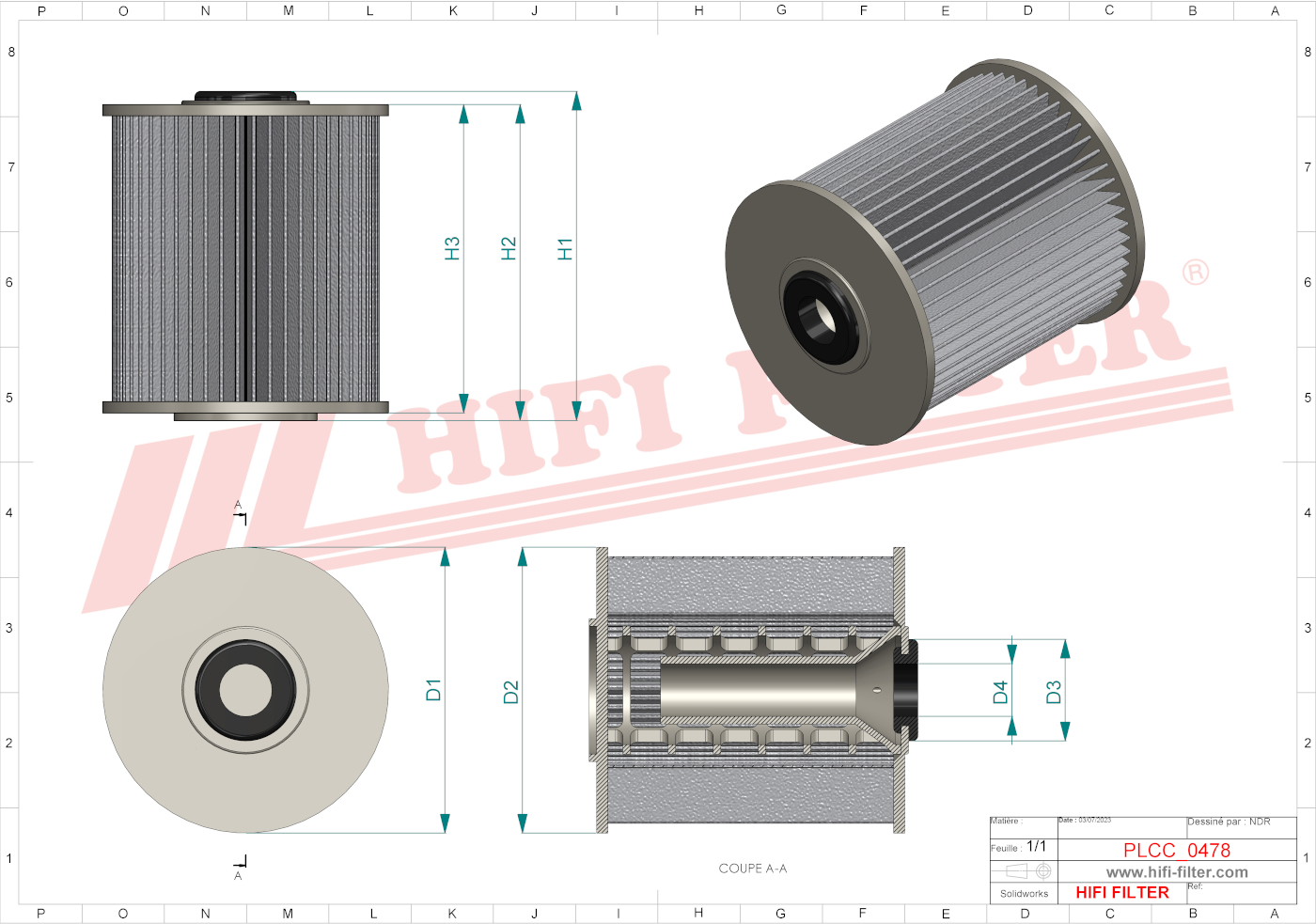 Schema tecnico Filtro carburante