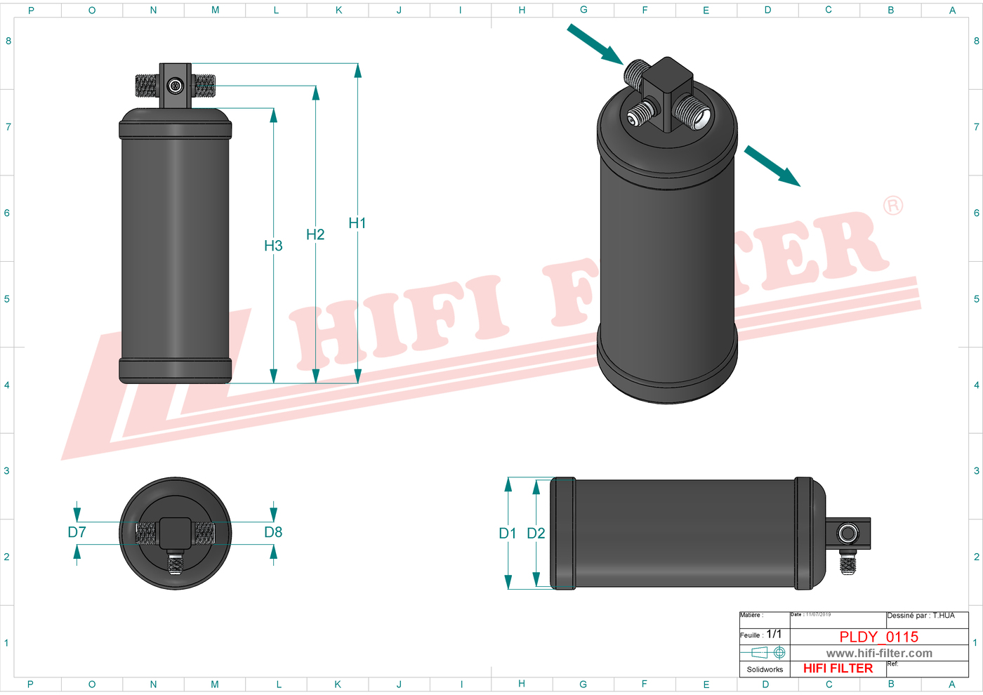 Schema tecnico Filtro Desidratatore Per Climatizzatori 088104-00 per trattori e macchine agricole