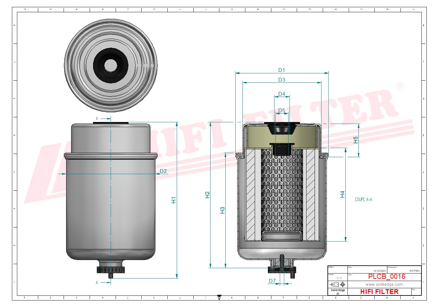 Schema tecnico Filtro carburante WK8168 per trattori e macchine agricole