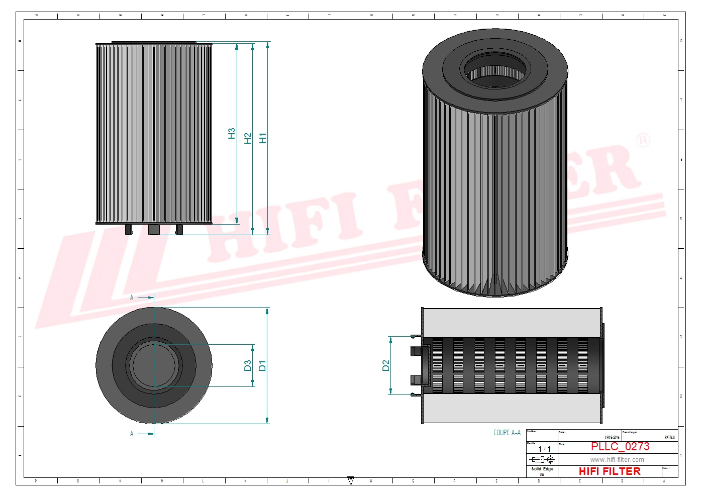 Schema tecnico Filtro olio 9245480116 per trattori e macchine agricole