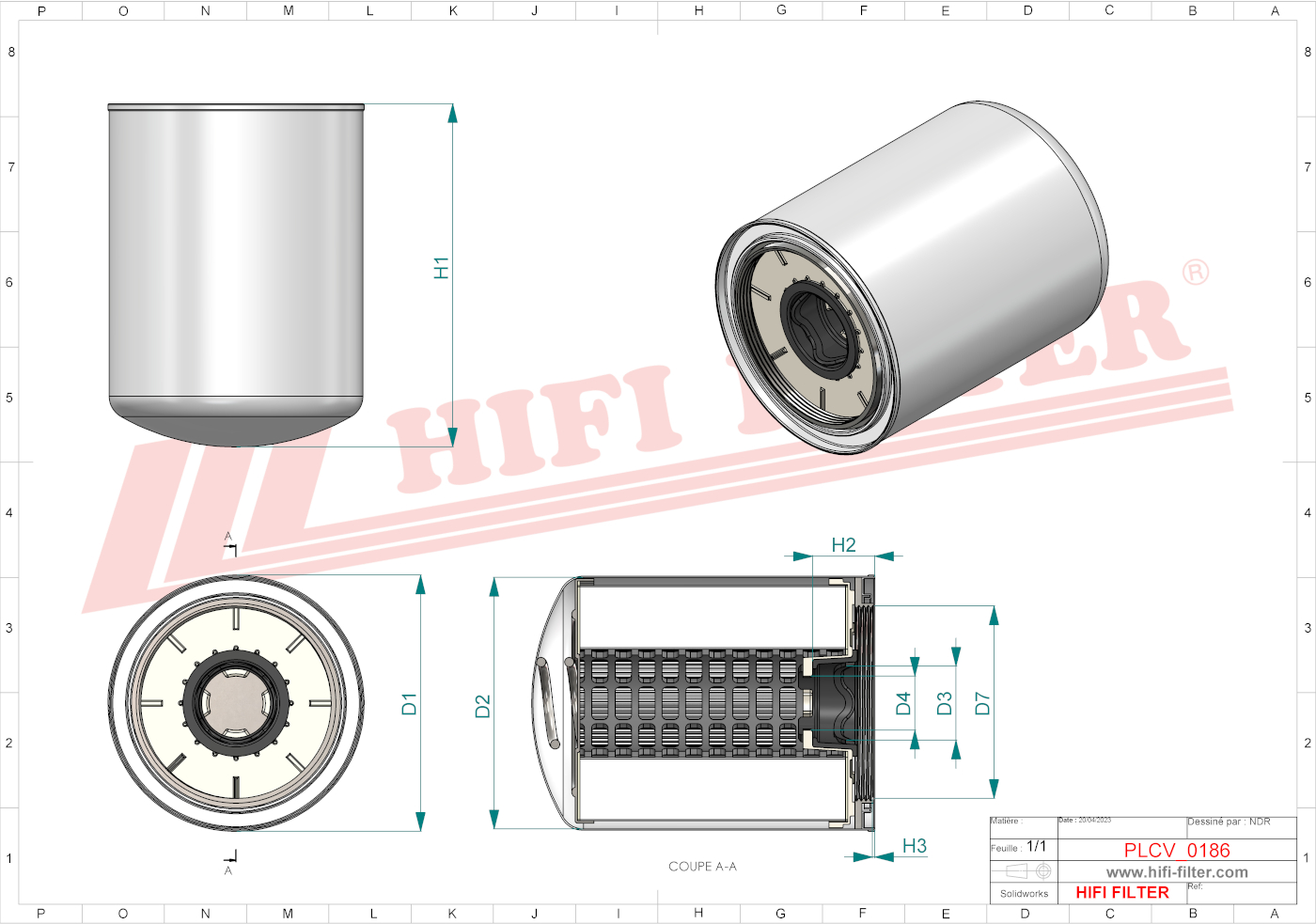 Schema tecnico Filtro carburante