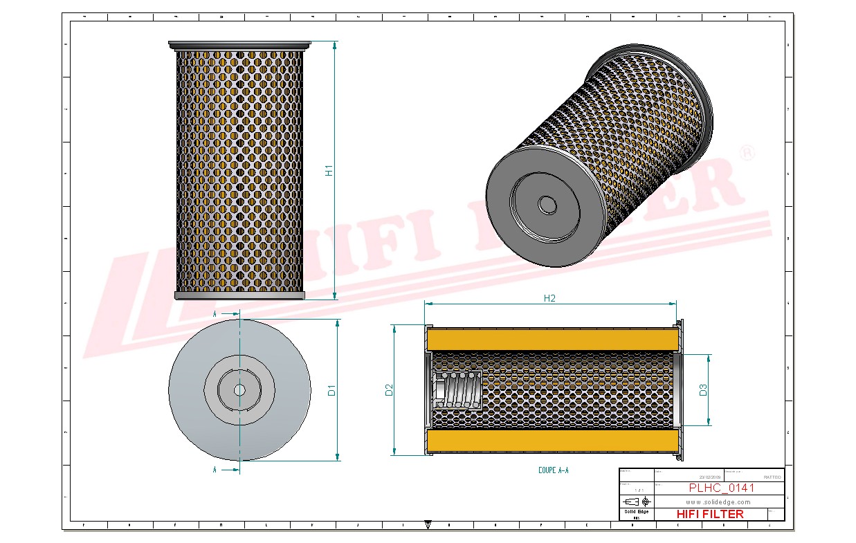 Schema tecnico Filtro olio