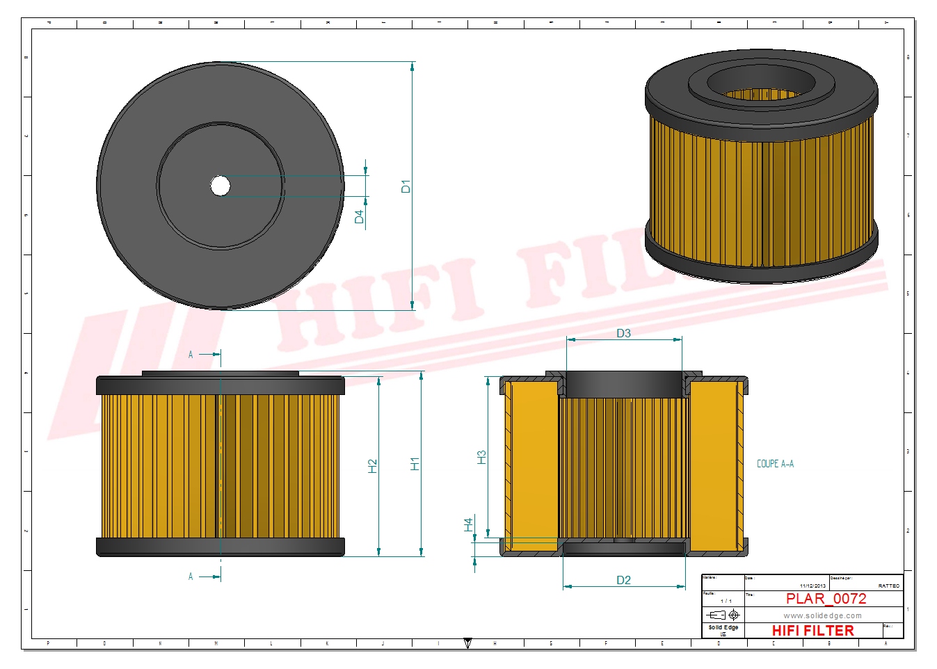 Schema tecnico Filtro aria