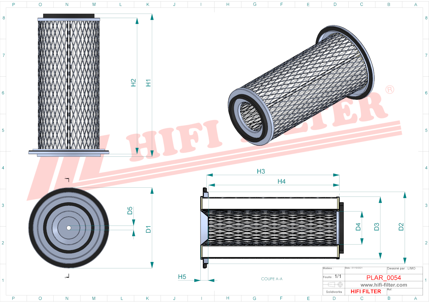 Schema tecnico Filtro aria