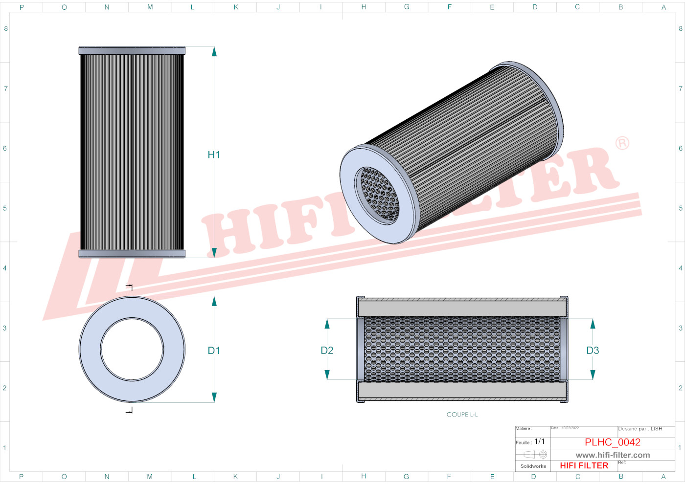 Schema tecnico Filtro idraulico 1492499S01 per trattori e macchine agricole