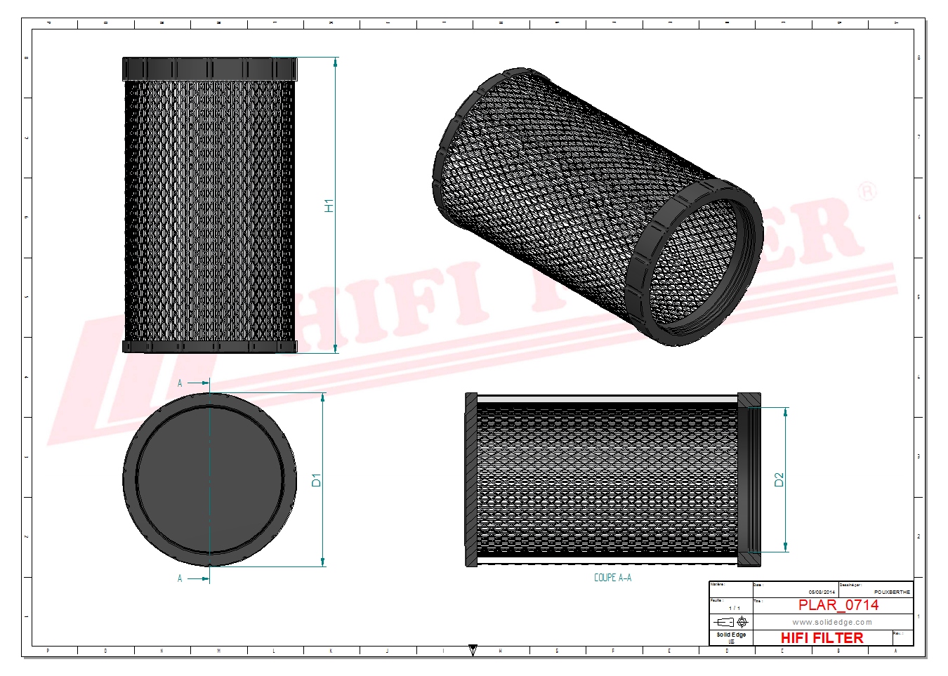 Schema tecnico Filtro aria