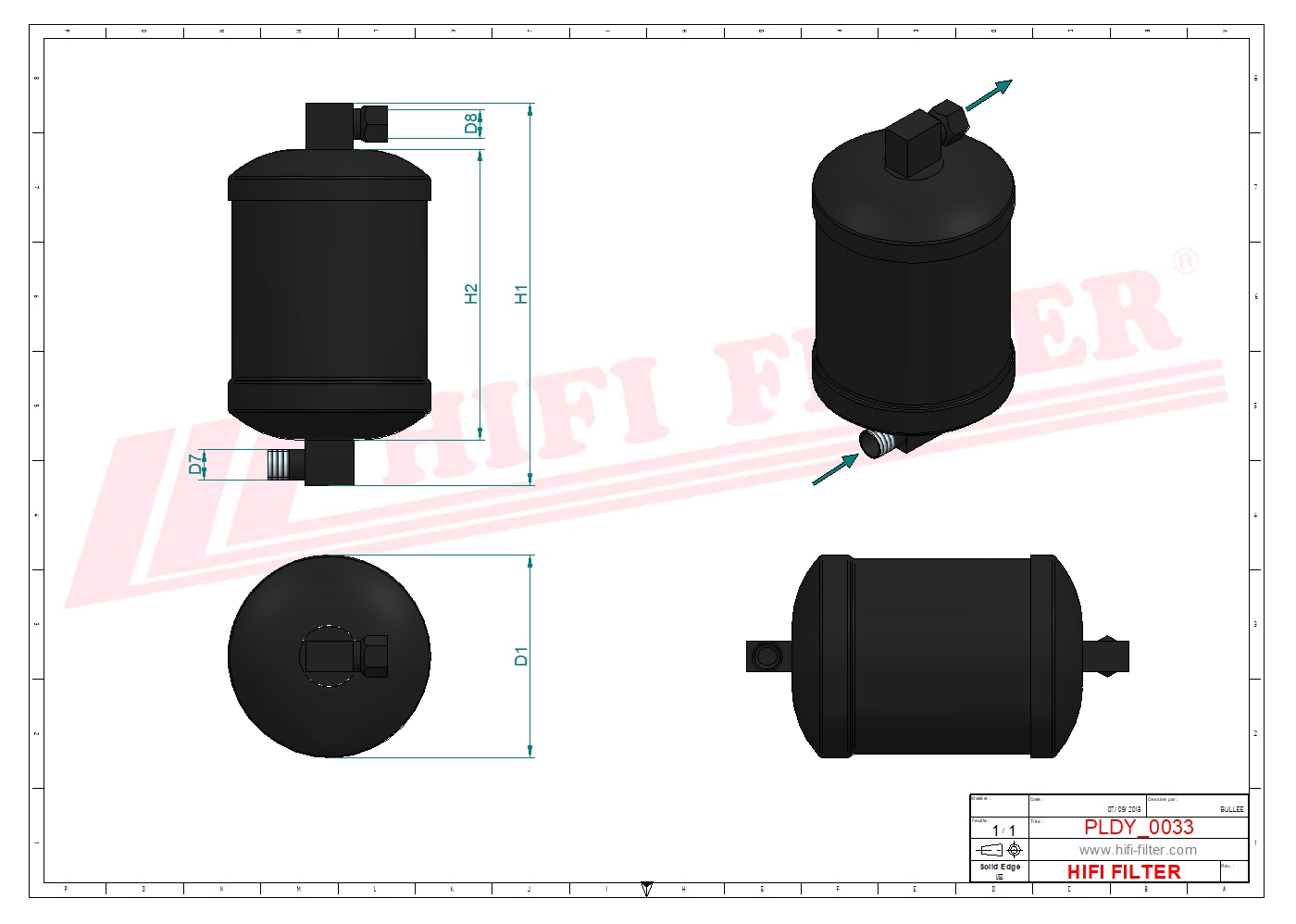 Schema tecnico Filtro carburante