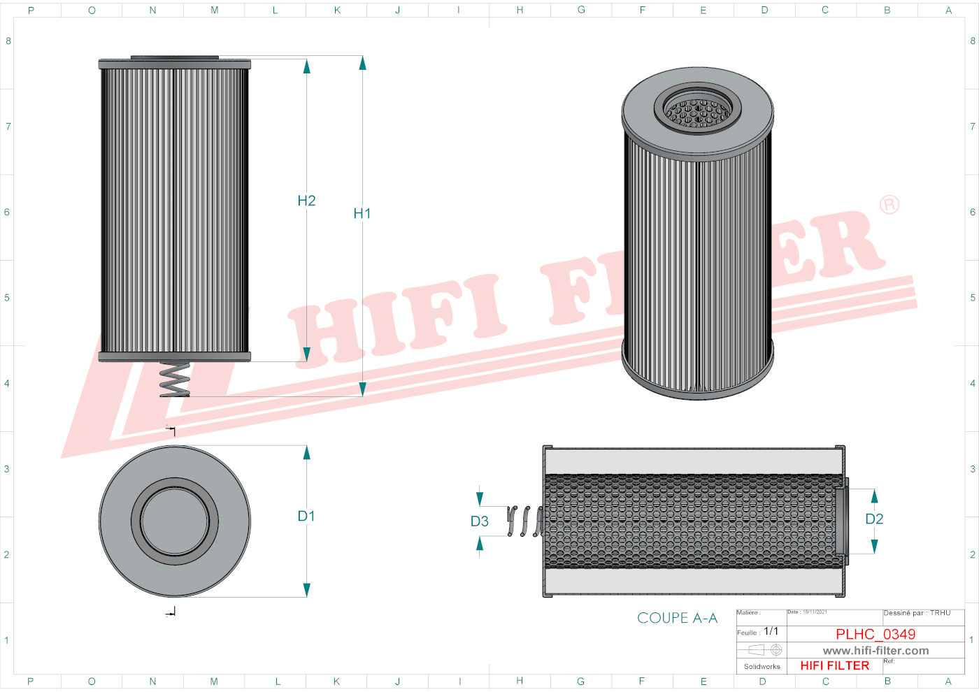 Schema tecnico Filtro olio