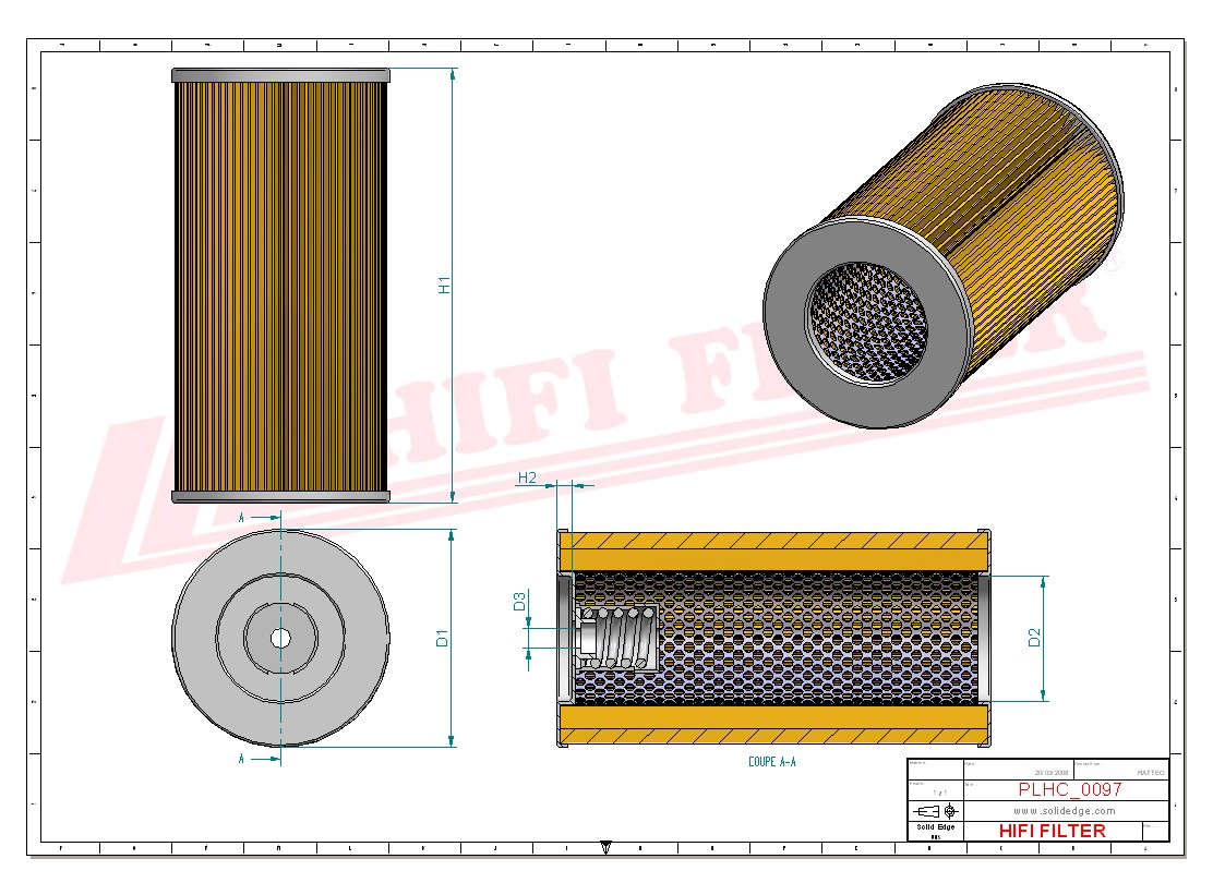 Schema tecnico Filtro idraulico 1200506172 per trattori e macchine agricole