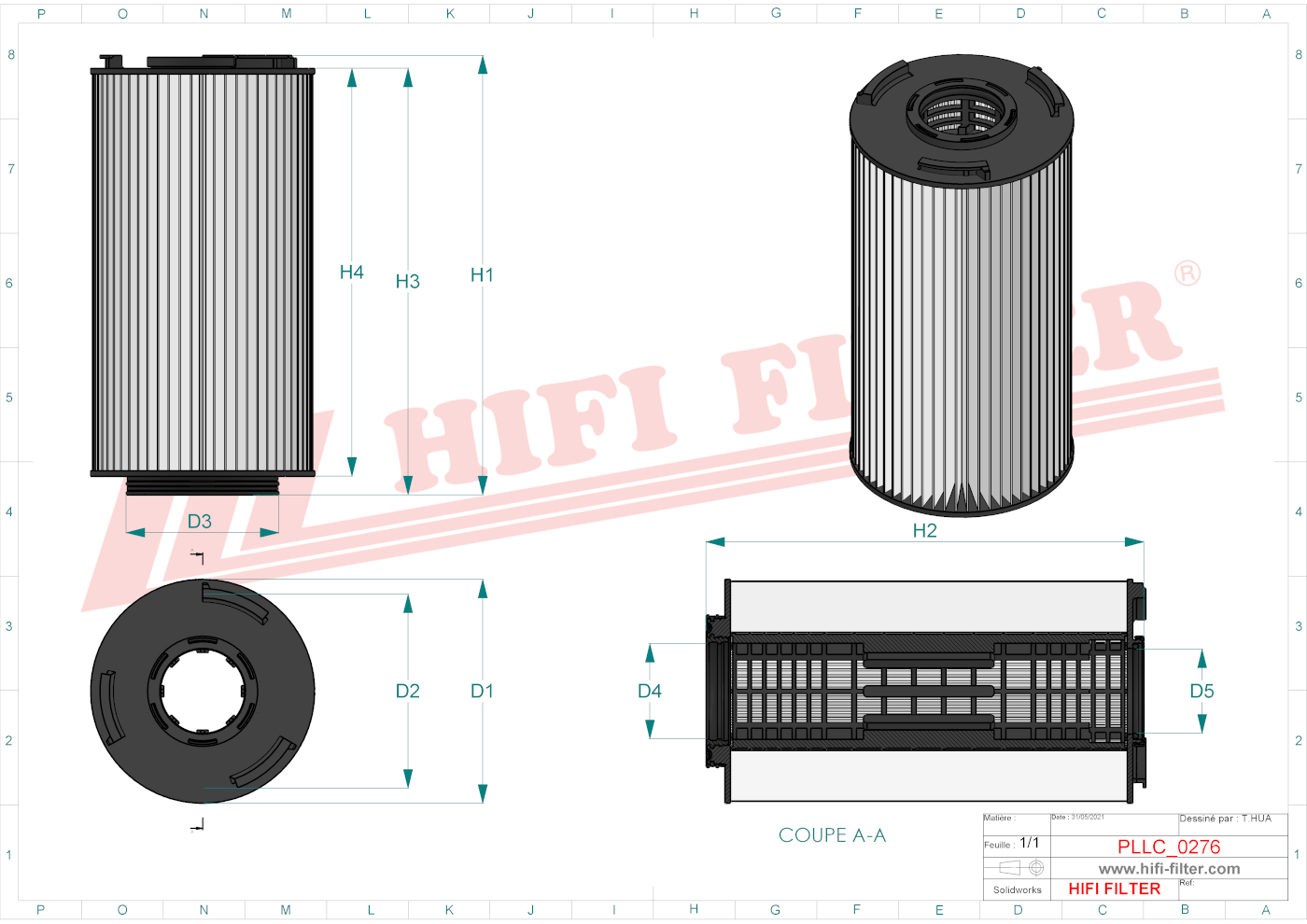 Schema tecnico Filtro olio