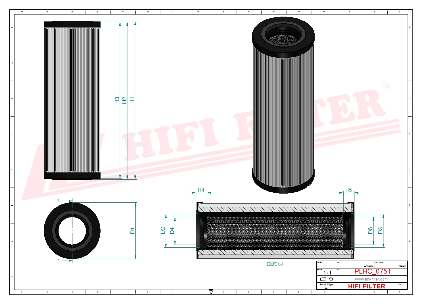 Schema tecnico Filtro olio