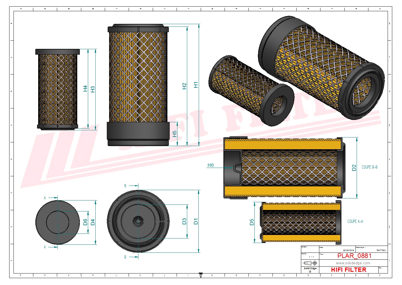 Schema tecnico Filtro aria