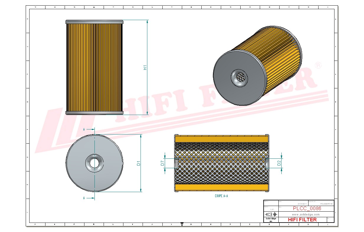Schema tecnico Filtro carburante