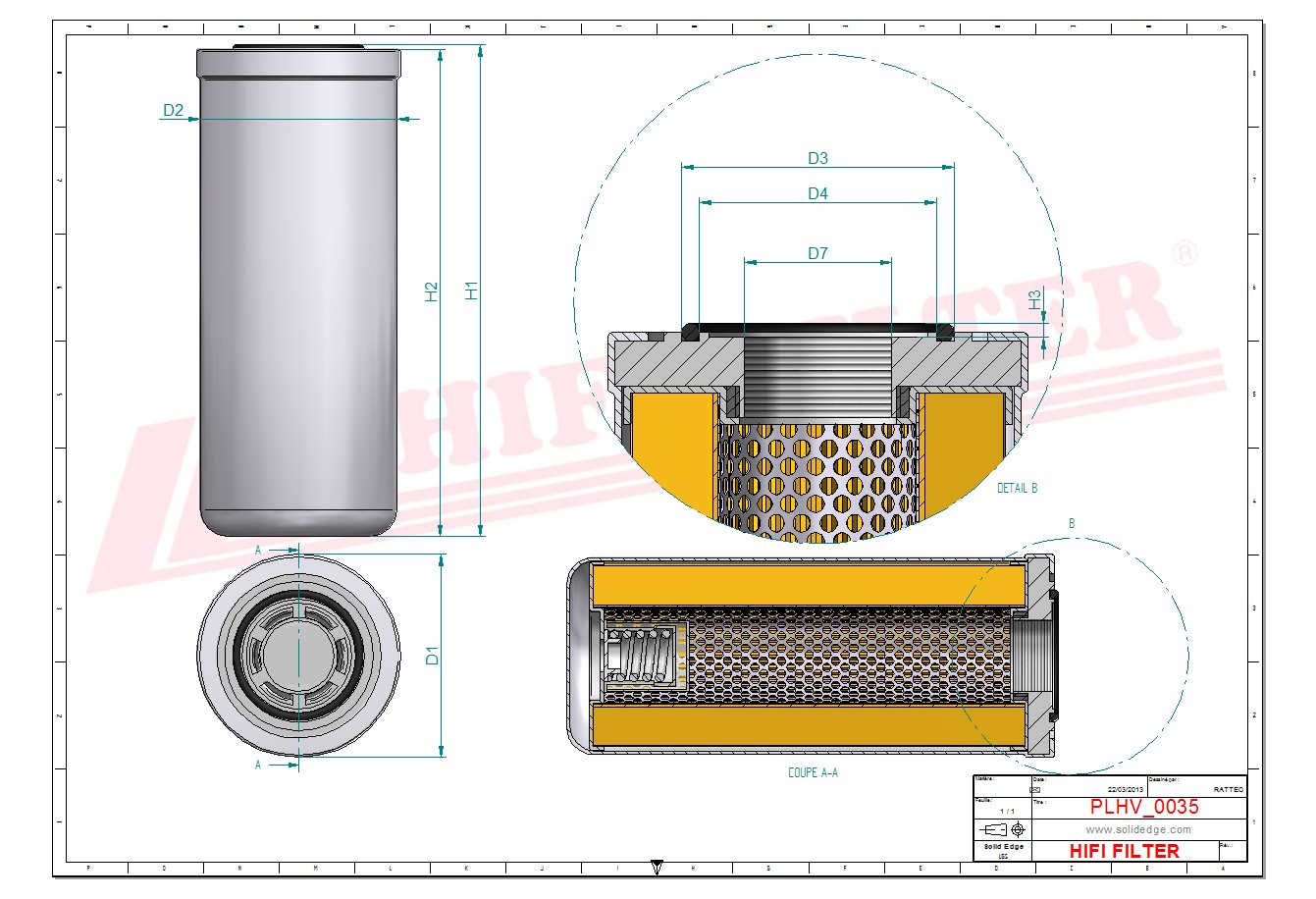 Schema tecnico Filtro idraulico P58-0465 per trattori e macchine agricole