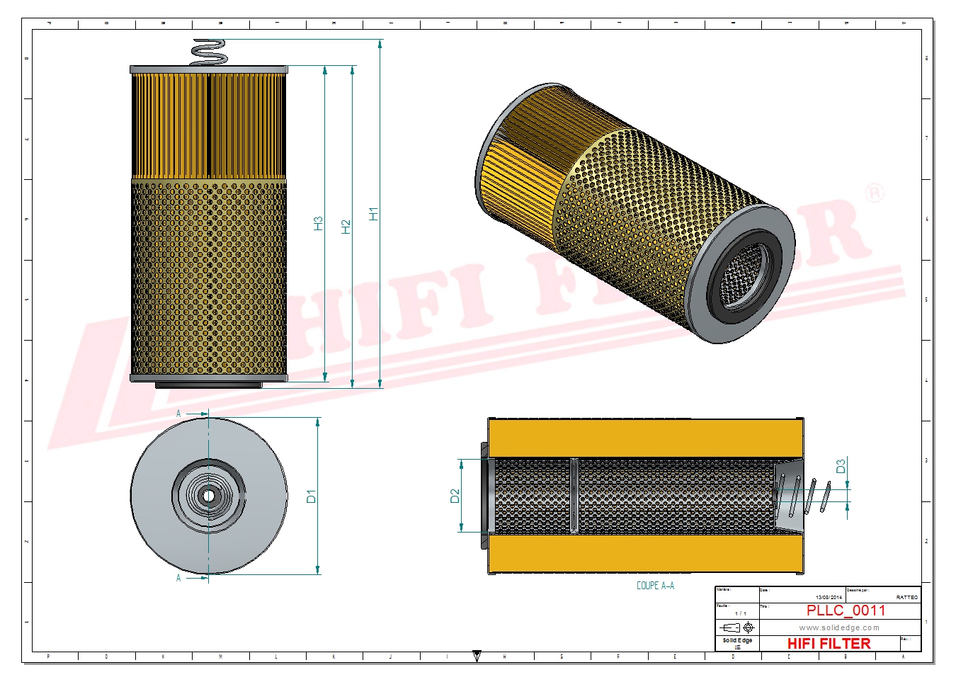 Schema tecnico Filtro olio 0001336290 per trattori e macchine agricole