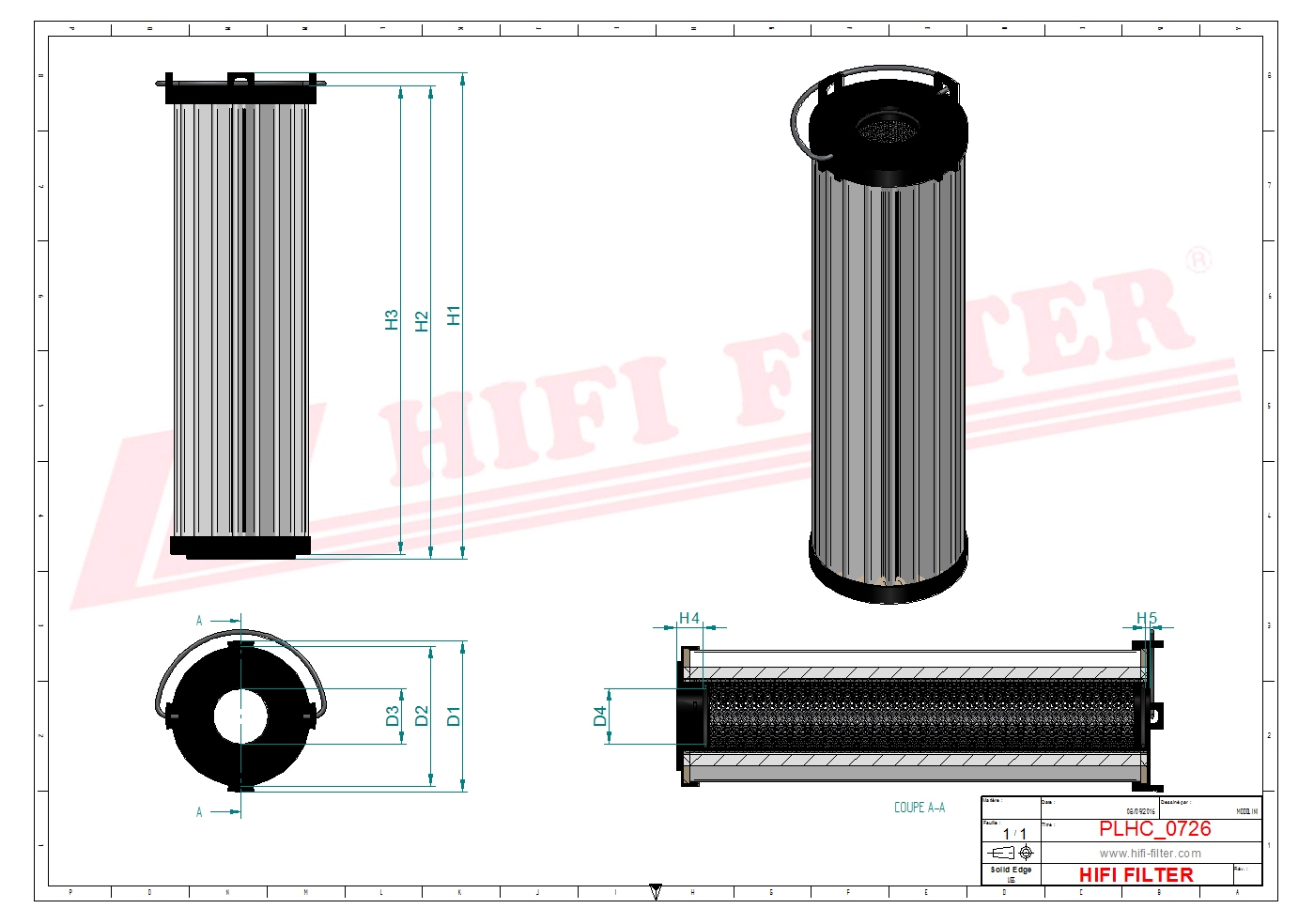 Schema tecnico Filtro olio