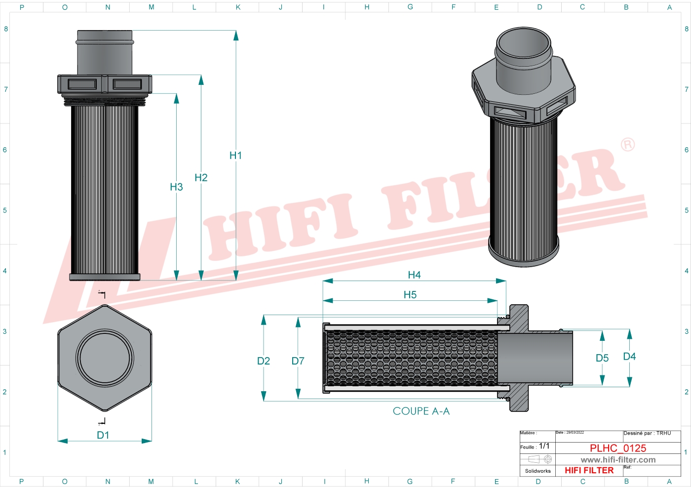 Schema tecnico Filtro olio