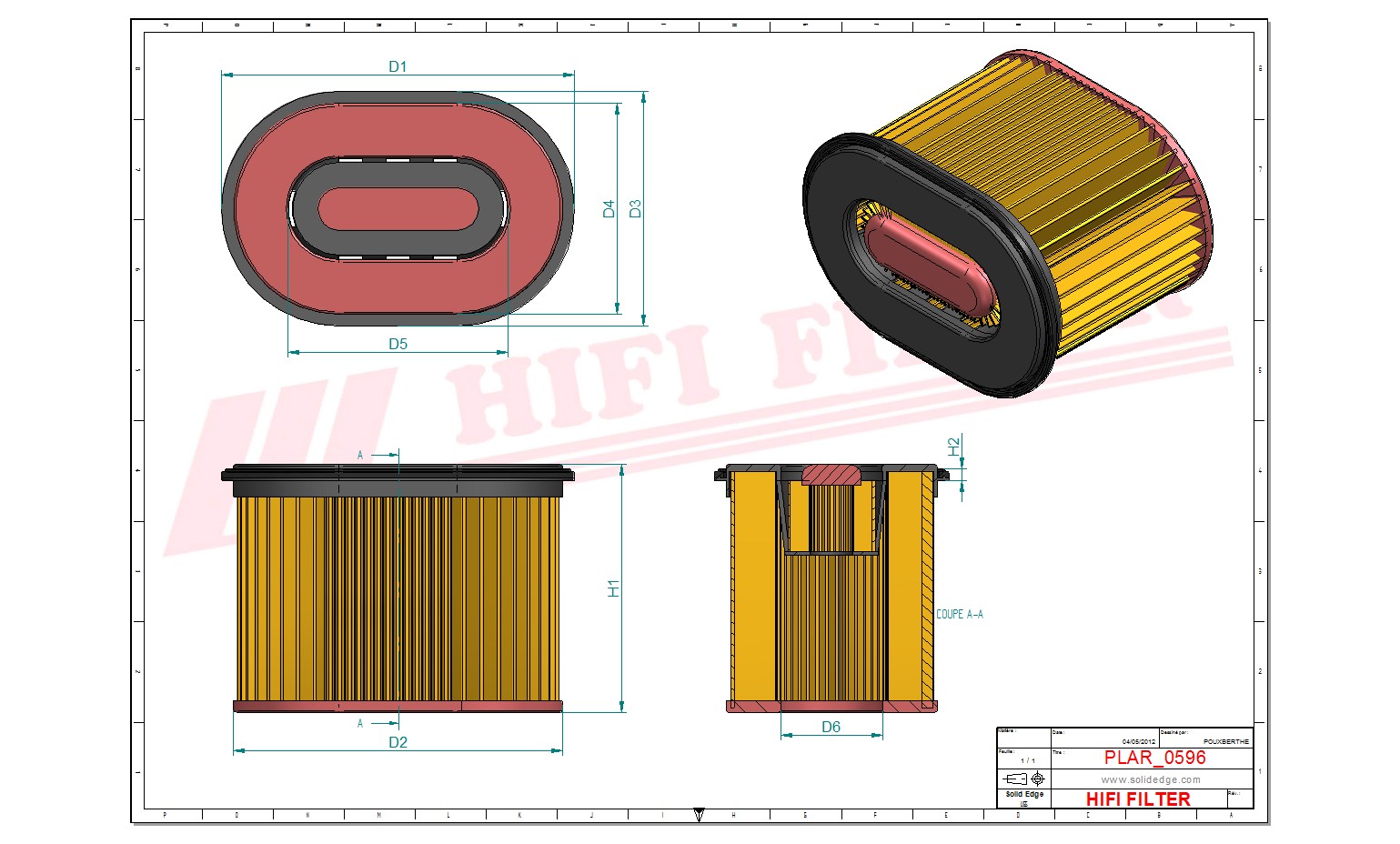 Schema tecnico Filtro aria