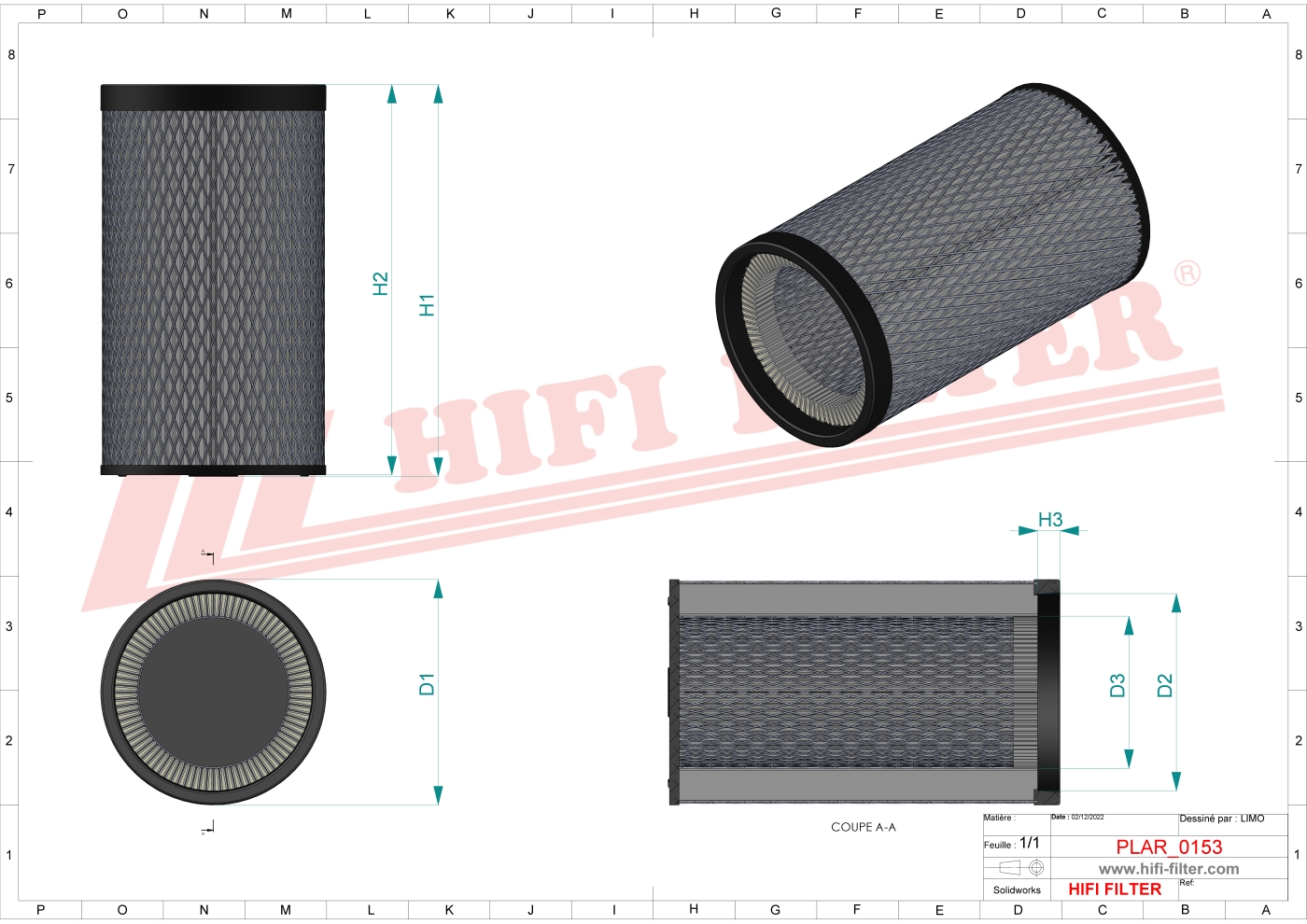 Schema tecnico Filtro aria