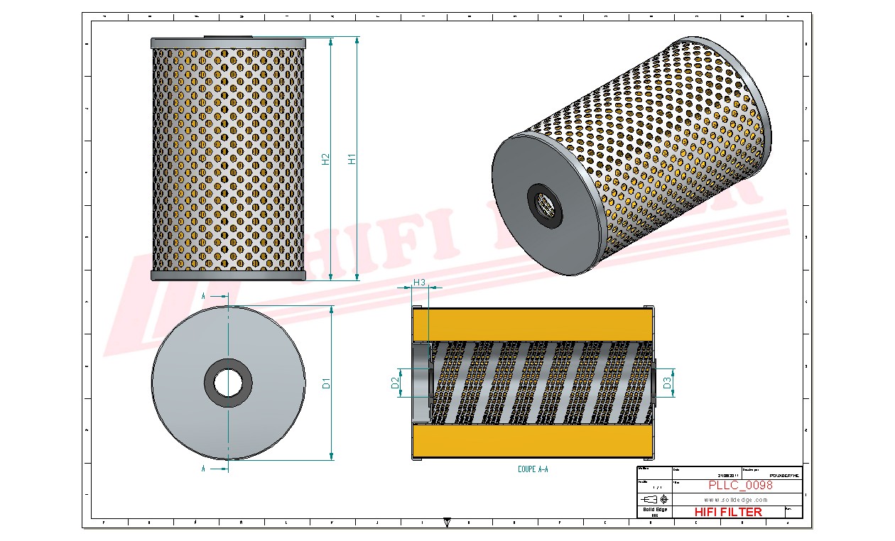 Schema tecnico Filtro olio