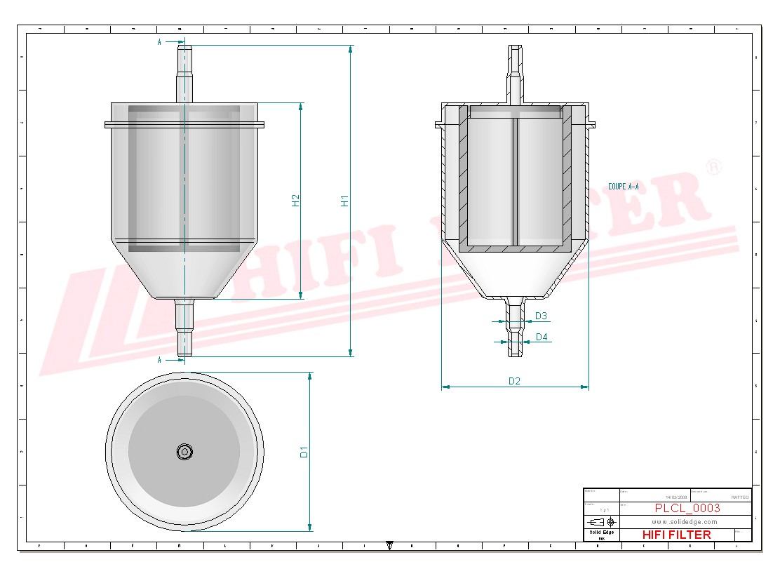 Schema tecnico Filtro carburante 000030 per trattori e macchine agricole