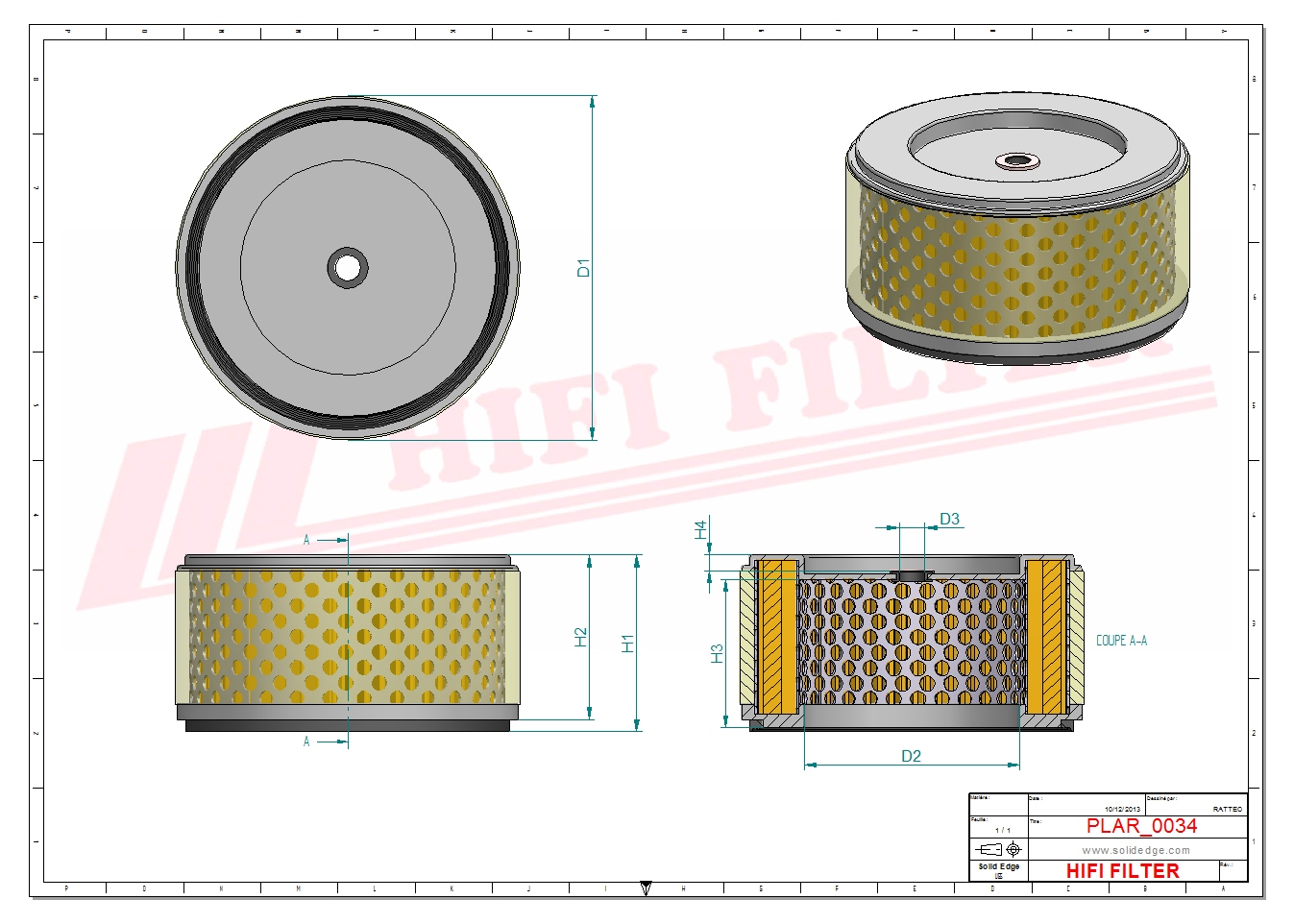 Schema tecnico Filtro aria