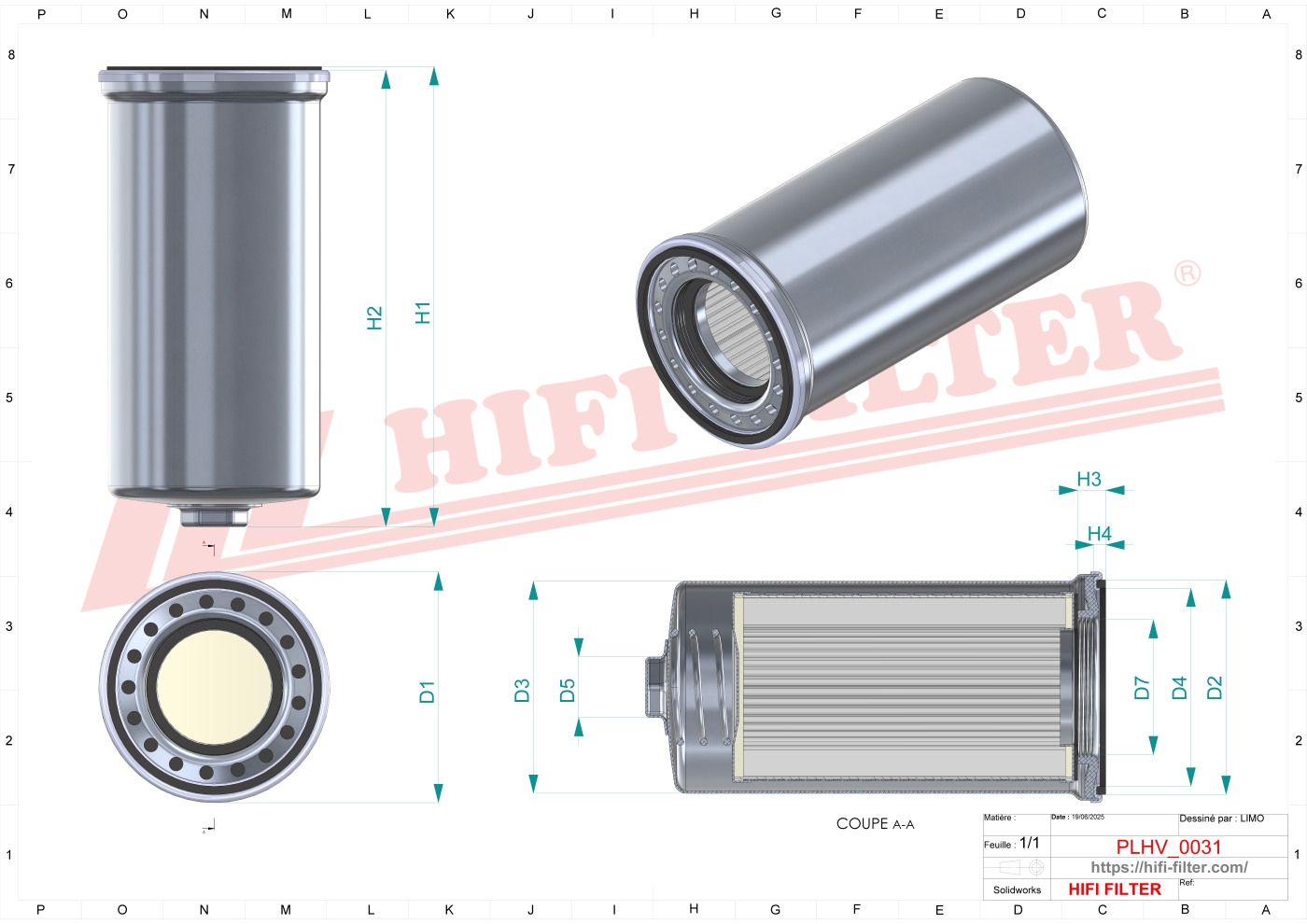 Schema tecnico Filtro idraulico CX3-40 per trattori e macchine agricole
