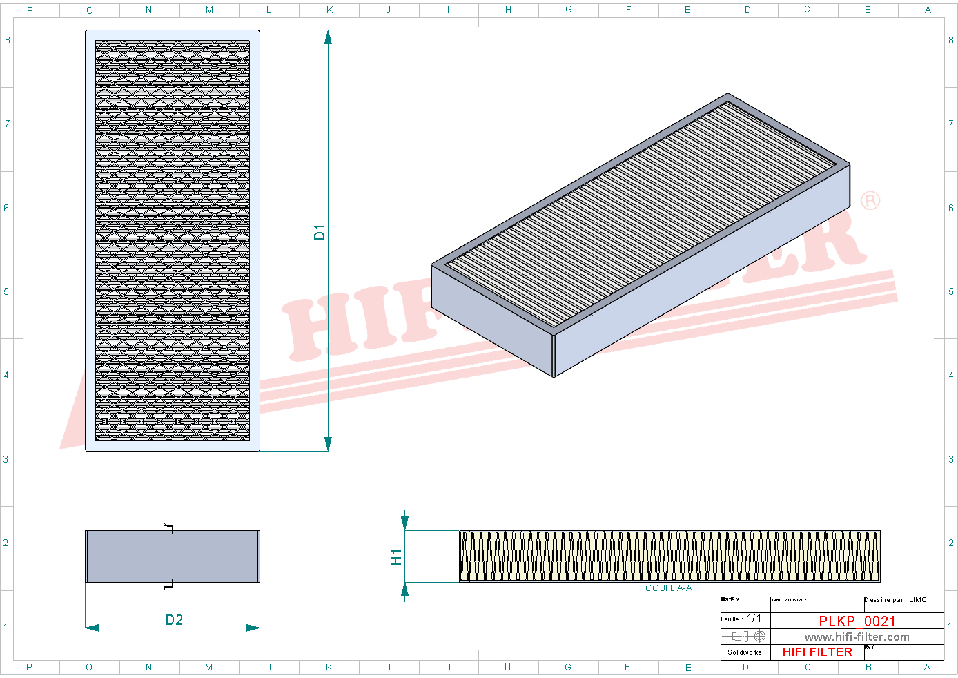 Schema tecnico Filtro abitacolo 1200088887 per trattori e macchine agricole