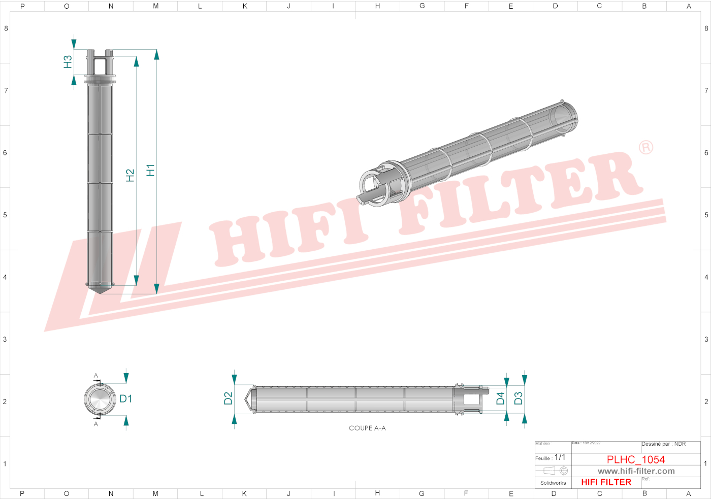 Schema tecnico Filtro olio