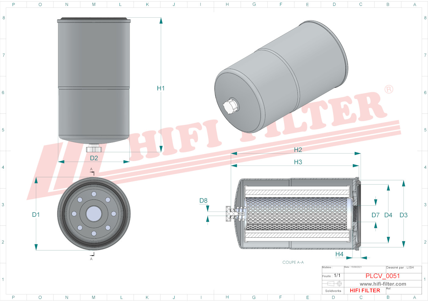 Schema tecnico Prefiltro aria