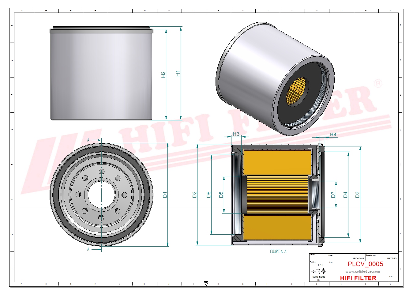 Schema tecnico Filtro carburante 1155471 per trattori e macchine agricole