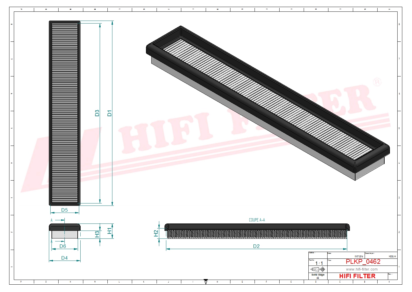 Schema tecnico Filtro abitacolo