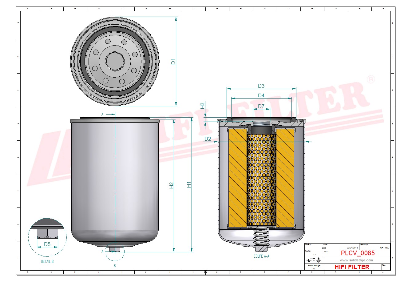 Schema tecnico Filtro carburante