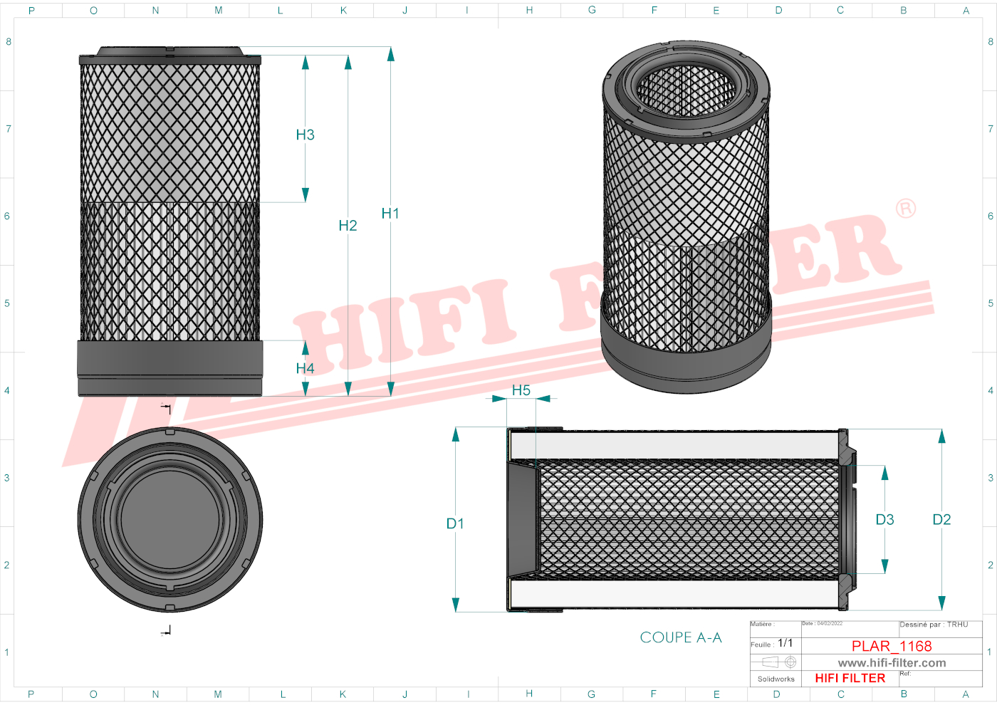 Schema tecnico Filtro aria F678284 per trattori e macchine agricole