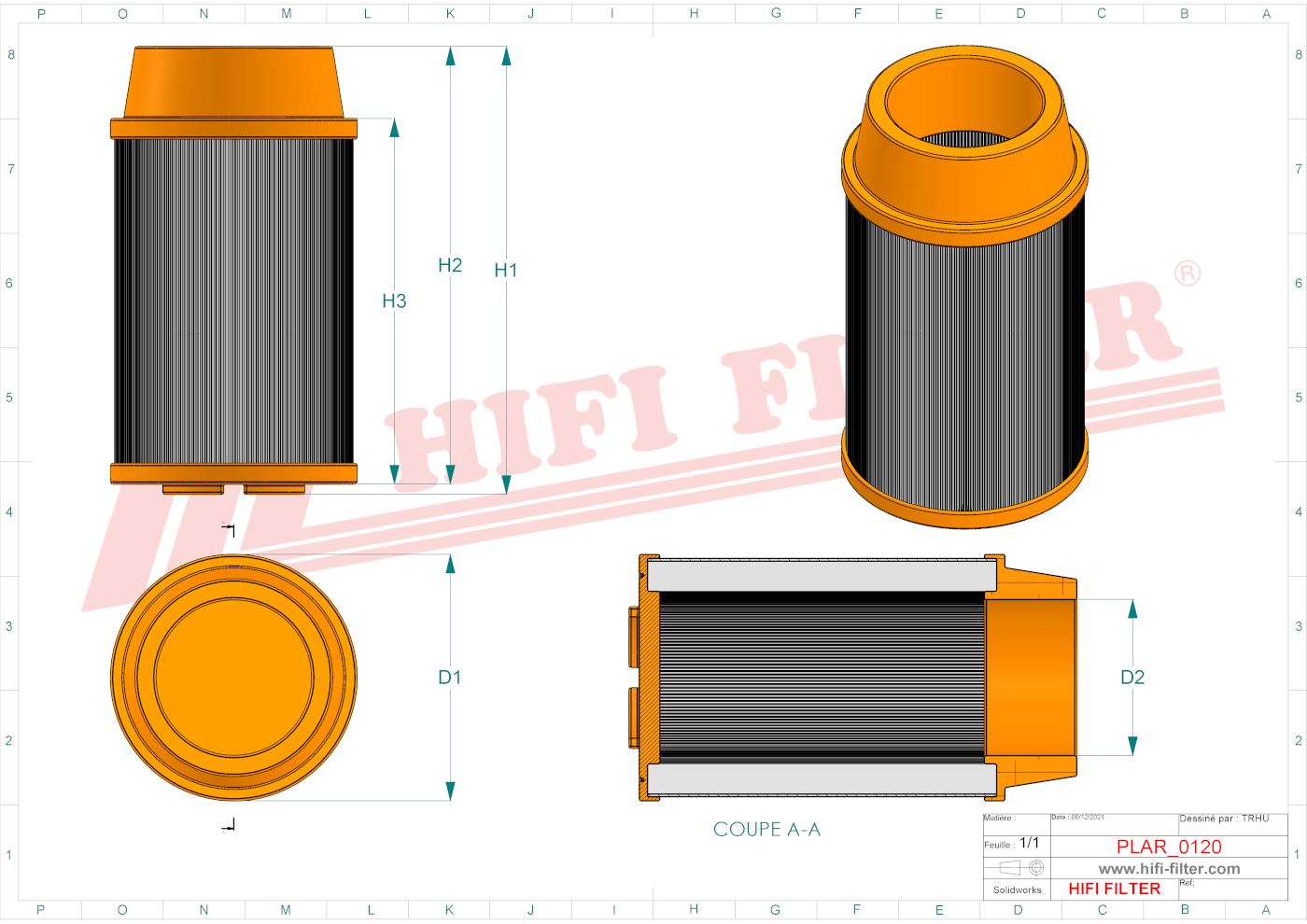Schema tecnico Filtro aria