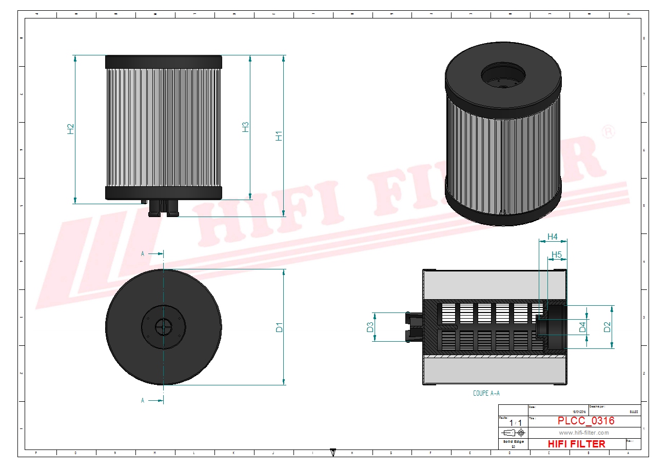 Schema tecnico Filtro carburante 9245231274 per trattori e macchine agricole