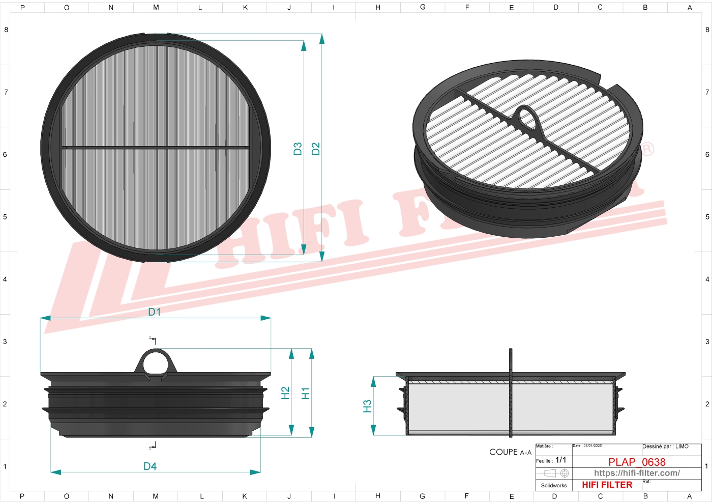 Schema tecnico Prefiltro aria