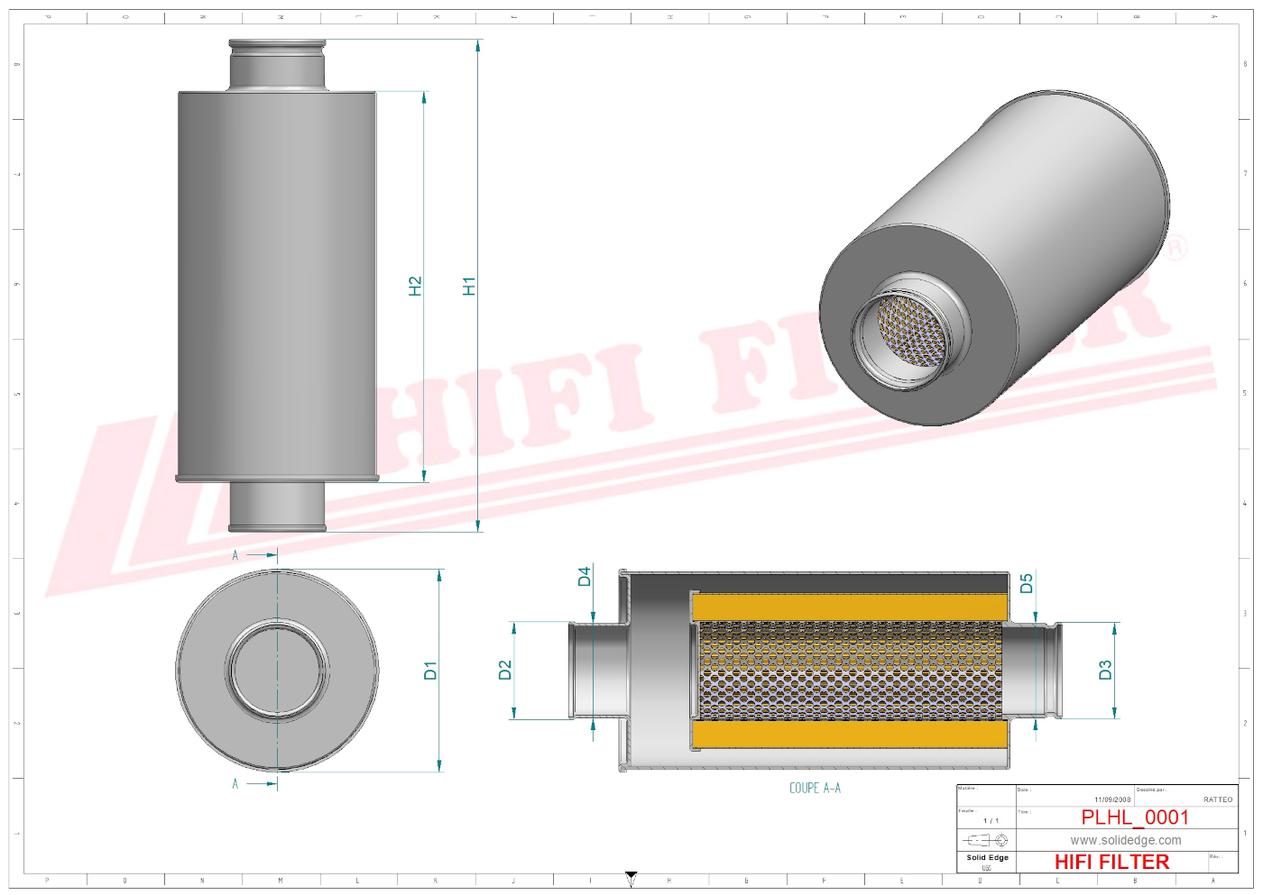 Schema tecnico Filtro idraulico P76-3531 per trattori e macchine agricole
