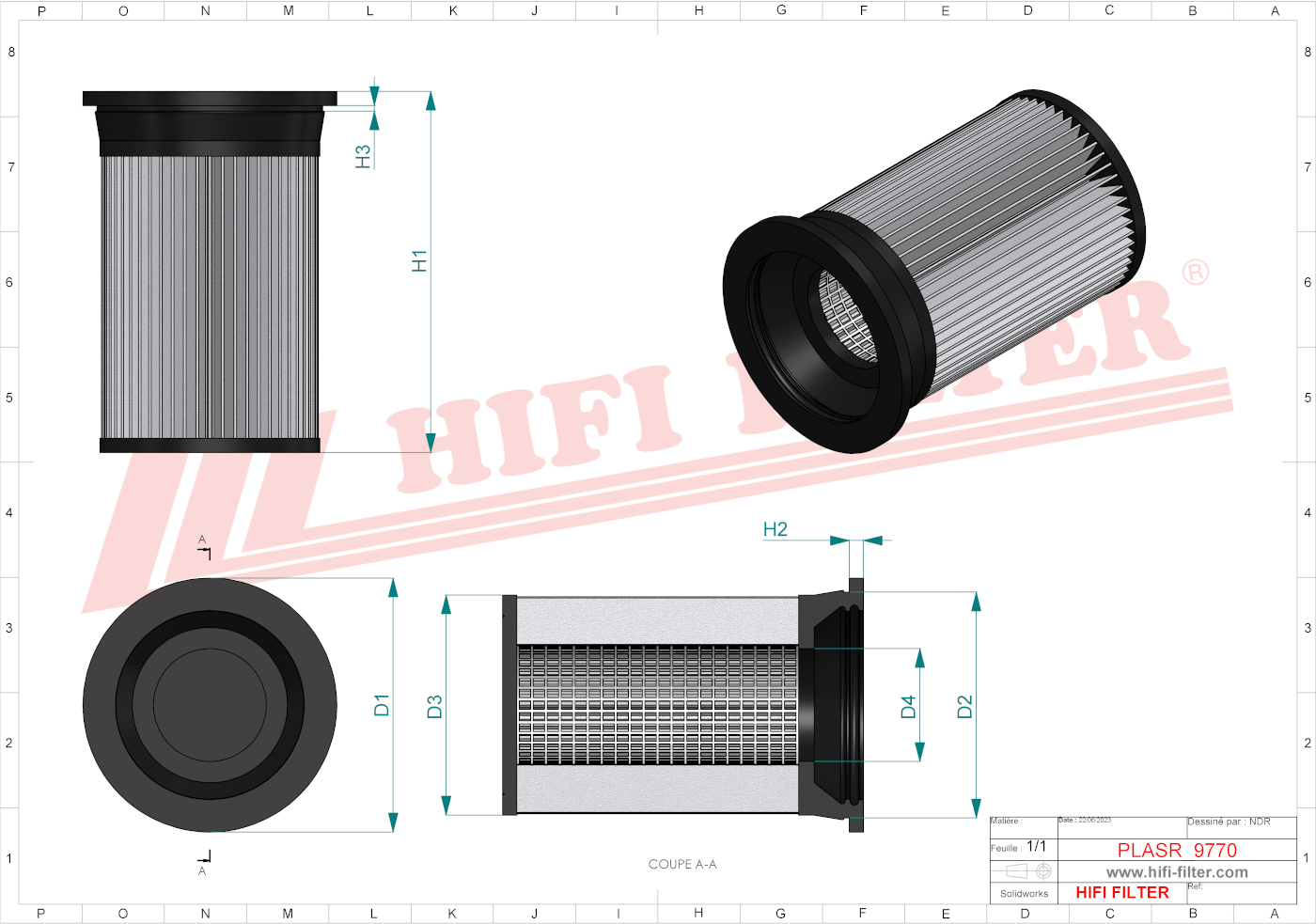 Schema tecnico Filtro aria